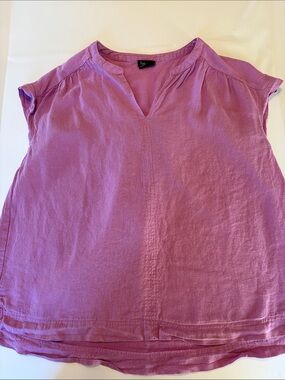 Splendid Purple Split V-Neck Cap Sleeve Blouse